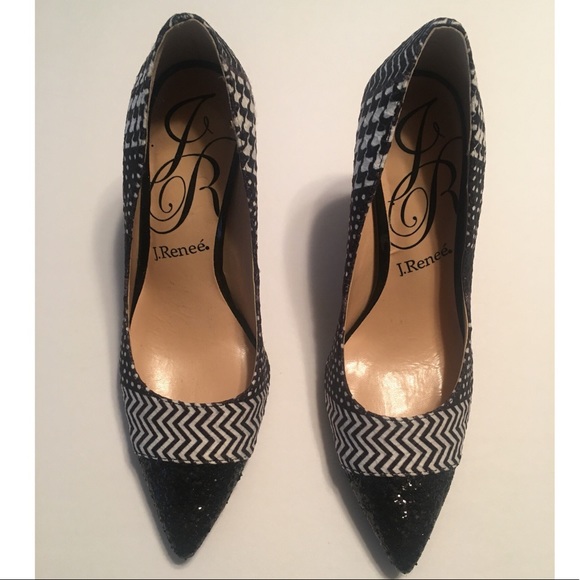 💎J. Renee sequined black & white pump size 7W - Picture 2 of 8